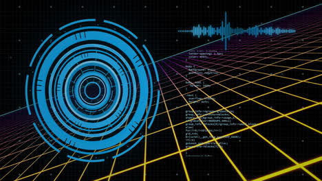 Animación-Del-Procesamiento-De-Datos-Y-Alcance-Sobre-Fondo-Oscuro