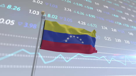 Animation-of-financial-data-processing-and-flag-of-venezuela