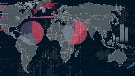 Animation-of-financial-data-processing-over-world-map-on-black-background