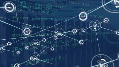 Animation-of-network-of-connections-with-icons-and-data-processing-over-computer-servers