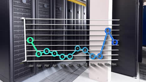 Animation-of-monthly-data-on-annual-graph-over-computer-server-room