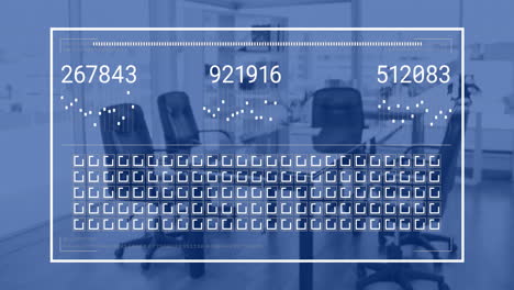 Animation-of-digital-data-processing-over-desk-in-office