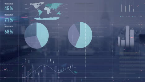 Animación-Del-Escaneo-De-Alcance-Y-Procesamiento-De-Datos-Financieros-Sobre-El-Paisaje-Urbano