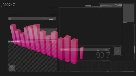 Animation-of-statistics-and-data-processing-over-black-background