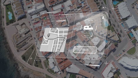 Animation-Des-Bildschirms-Mit-Datenverarbeitung-über-Dem-Stadtbild