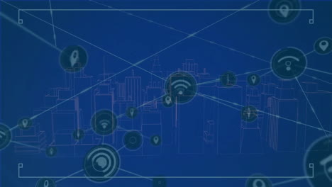 Animation-Des-Globus-Des-Netzwerks-Von-Verbindungen-Mit-Symbolen