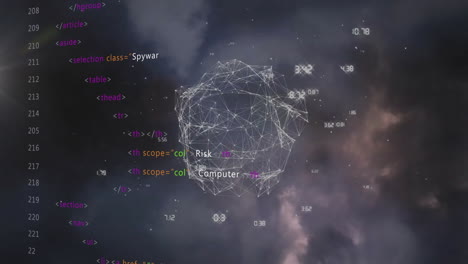Animación-Del-Globo-Con-Conexiones-Y-Procesamiento-De-Datos-Sobre-Fondo-Oscuro