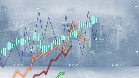 Animation-of-graphs-processing-data-over-cloudy-cityscape