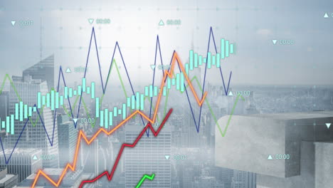 Animación-De-Gráficos-Que-Procesan-Datos-Sobre-El-Paisaje-Urbano