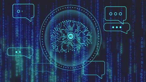 Animation-Eines-KI-Chatdialogs-Und-Eines-Scanners-Mit-Einem-KI-Gehirnnetzwerk-über-Der-Datenverarbeitung