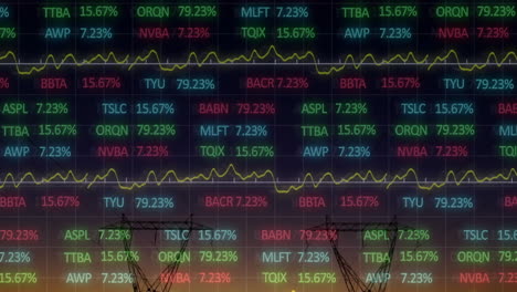 Animation-of-stock-market-and-diagrams-over-pylons