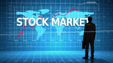 Animación-Del-Procesamiento-De-Datos-Y-Texto-Del-Mercado-De-Valores-Sobre-Empresarios-Y-Mapa-Mundial