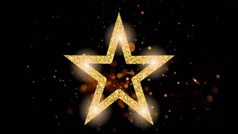 Animation-of-light-spots-over-golden-star-on-black-background