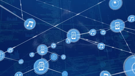 Animation-of-network-of-connections-with-icons-and-data-processing-over-computer-servers