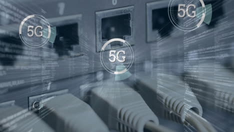 Animation-Der-5G-Text--Und-Datenverarbeitung-über-Einen-Computerserver