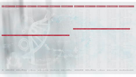 Animación-De-La-Cadena-De-ADN-Y-Procesamiento-De-Datos-Sobre-Fondo-Blanco.