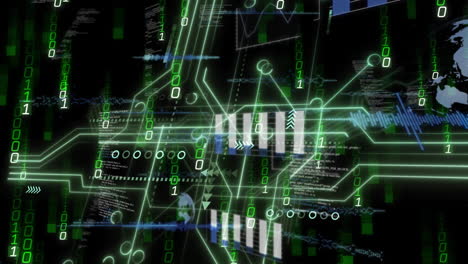 Animation-of-data-processing-and-diagrams-over-binary-coding