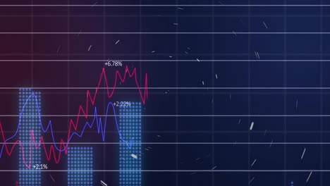 Animation-Der-Finanzdatenverarbeitung-Auf-Blauem-Hintergrund