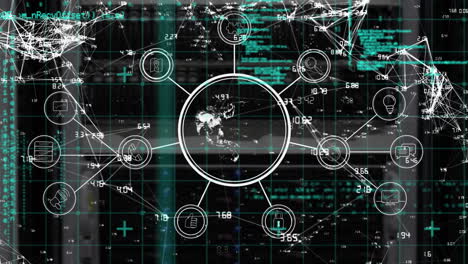 Animation-Des-Verbindungsnetzes-Mit-Symbolen-Und-Datenverarbeitung