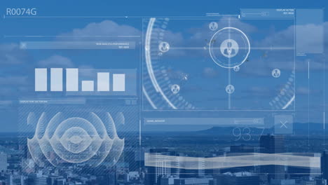 Animation-of-scope-and-data-processing-over-cityscape