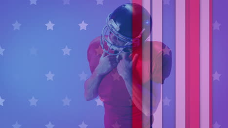 Animation-of-caucasian-american-football-player-and-flag-of-usa