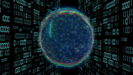 Animación-Del-Globo-Con-Codificación-Binaria-Y-Procesamiento-De-Datos-Sobre-Fondo-Oscuro