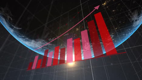 Animation-Von-Statistiken-Und-Digitaler-Datenverarbeitung-über-Den-Globus