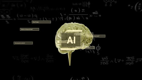 Animación-De-Texto-AI,-Cerebro-Y-Procesamiento-De-Datos-Sobre-Fondo-Negro.