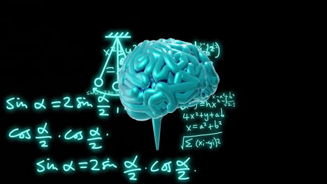 Animación-Del-Cerebro-Girando-Sobre-Ecuaciones-Y-Figuras-Matemáticas.