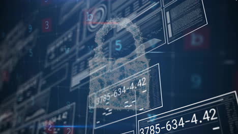 Animación-De-Procesamiento-De-Datos-Digitales-Y-Candado-Sobre-Fondo-Oscuro