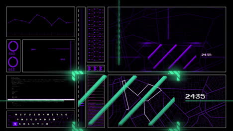 Animation-Der-Datenverarbeitung-Auf-Dunklem-Hintergrund