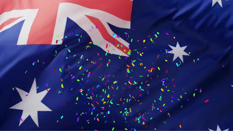 Animación-De-Confeti-Sobre-La-Bandera-De-Australia