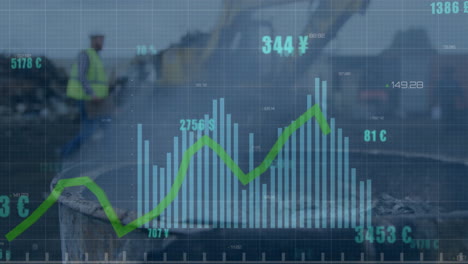 Animation-Der-Verarbeitung-Finanzieller-Daten-über-Einem-Kaukasischen-Männlichen-Arbeiter-Auf-Einer-Müllhalde