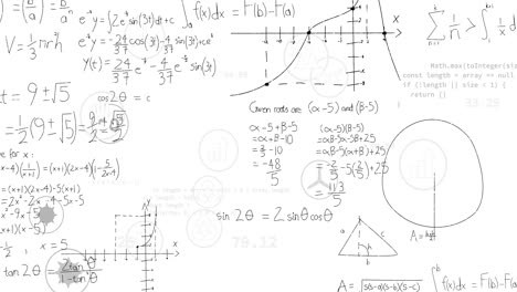 Animación-Del-Procesamiento-De-Datos-Matemáticos-Sobre-Fondo-Blanco