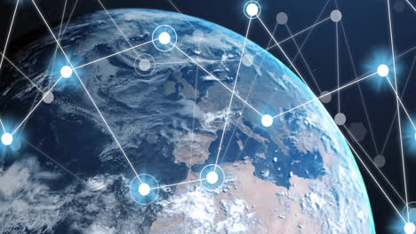 Animation-Des-Netzwerks-Von-Verbindungen-über-Den-Globus