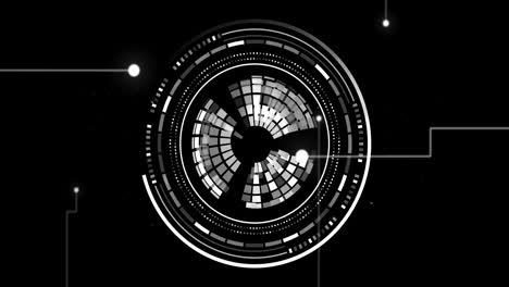 Animation-of-globe-with-data-processing-over-black-background