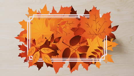 Animation-of-frame-with-fall-leaves-over-baguette