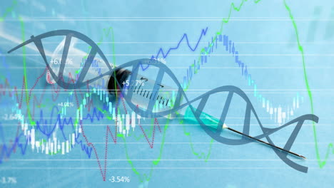 Animation-Eines-DNA-Strangs-Und-Datenverarbeitung-Während-Der-Impfung