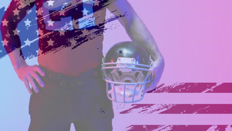 Animation-of-caucasian-american-football-player-and-flag-of-usa