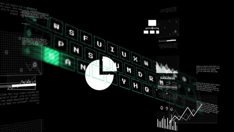 Animación-Del-Procesamiento-De-Datos-Digitales-Sobre-Fondo-Negro