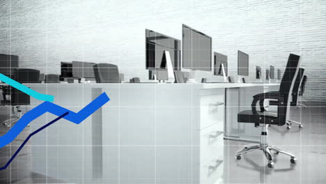 Animation-Der-Finanzdatenverarbeitung-Mit-Blauen-Linien-Im-Büro