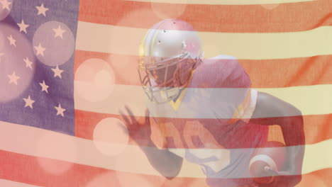 Animation-Eines-Kaukasischen-American-Football-Spielers-Und-Der-Flagge-Der-USA