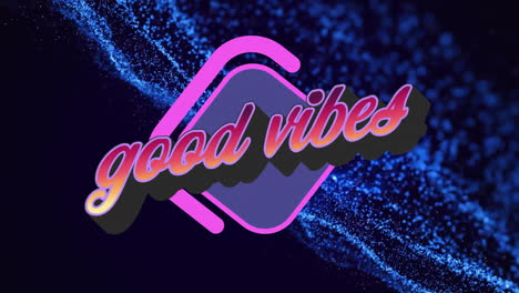 Animation-Von-„Good-Vibes“-Text-Auf-Neonfarbenem-Musterhintergrund