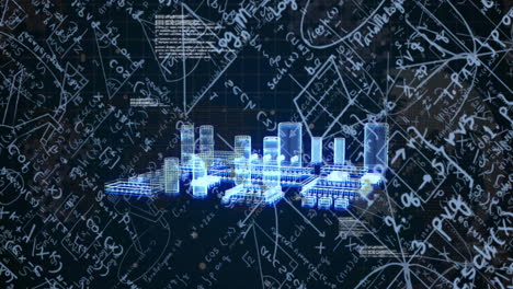 Animation-of-mathematical-equations-over-computer-circuit-board-on-black-background