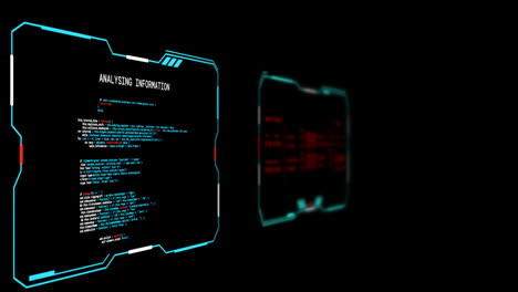 Animación-Del-Procesamiento-De-Datos-Digitales-En-Pantallas-Sobre-Fondo-Negro
