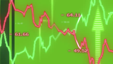 Animation-of-financial-data-processing-over-green-background