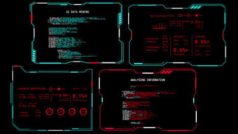 Animación-Del-Procesamiento-De-Datos-Digitales-En-Pantallas-Sobre-Fondo-Negro