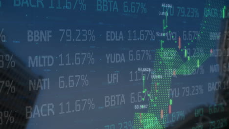 Animation-of-stock-market-and-diagrams-over-cityscape