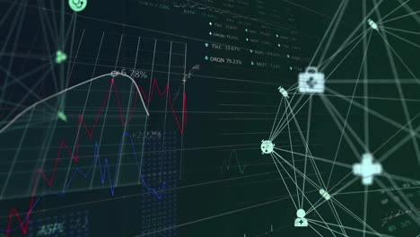 Animation-Eines-Netzwerks-Von-Verbindungen-Mit-Symbolen-über-Datenverarbeitung-Und-Diagrammen