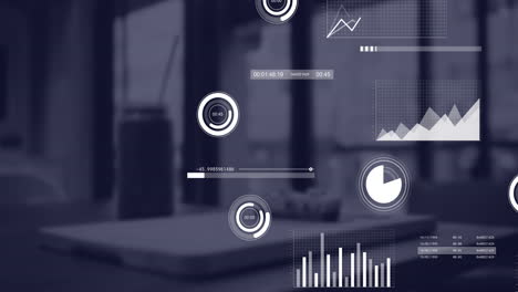 Animación-De-Procesamiento-De-Datos-Y-Diagramas-Sobre-Oficina-Vacía